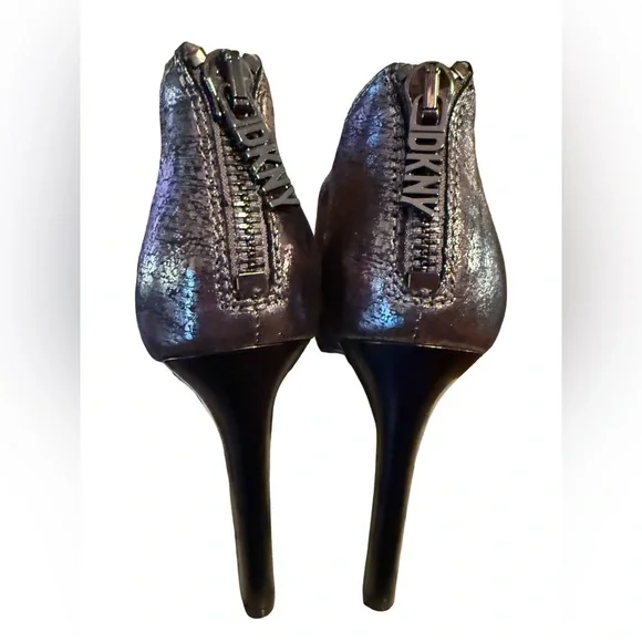 DKNY NWT Sz 9M Stunning Shimmering Leather Gunmetal Stiletto High Heels (SH061) - Picture 6 of 12